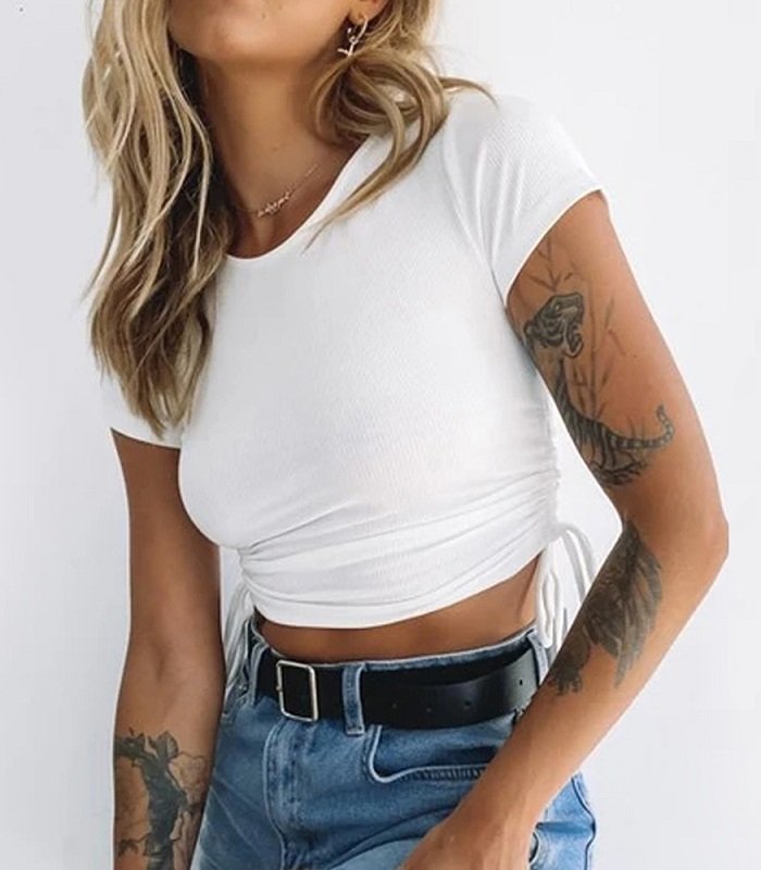 Womens Solid Crop T-Shirt